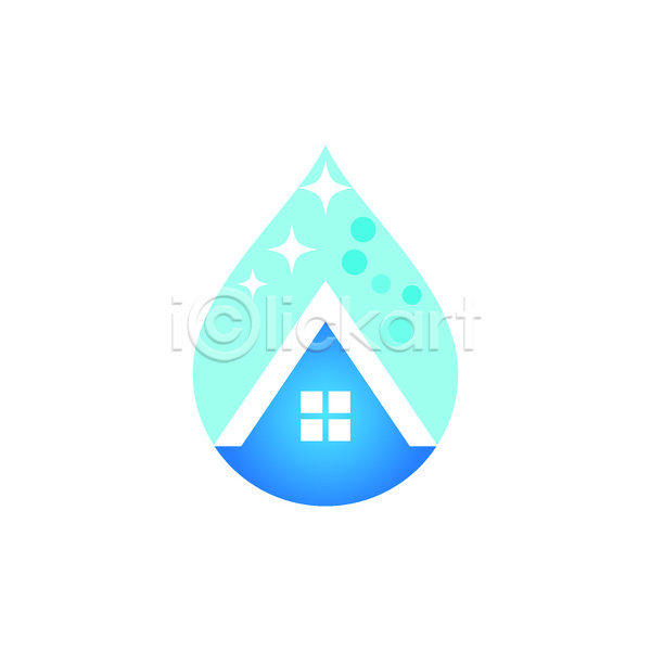 사람없음 JPG 일러스트 포토 해외이미지 디자인 물방울무늬 심볼 주택 집모양 청소업체 추상 파란색