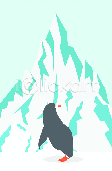 귀여움 사람없음 JPG 포토 해외이미지 남극 민트색 빙산 펭귄 펭귄캐릭터 한마리