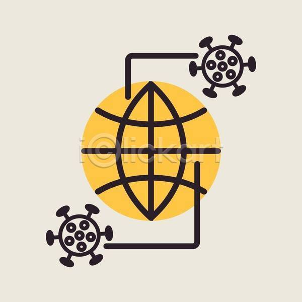 사람없음 EPS 아이콘 일러스트 해외이미지 감염 노란색 디자인 바이러스 전염병 지구 지구본