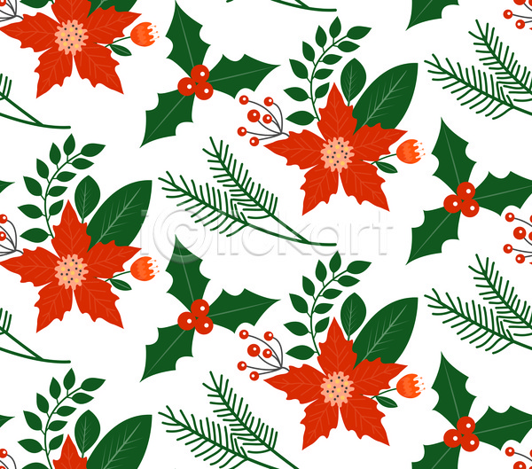 사람없음 JPG 포토 해외이미지 꽃 백그라운드 빨간색 열매 잎 초록색 크리스마스 패턴 포인세티아 풀(식물) 호랑가시나무열매