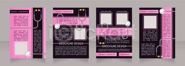 사람없음 EPS 일러스트 해외이미지 검은색 디자인 레이아웃 문서 분홍색 비즈니스 사각형 세트 의학 자료 청진기 텍스트 팜플렛 포스터