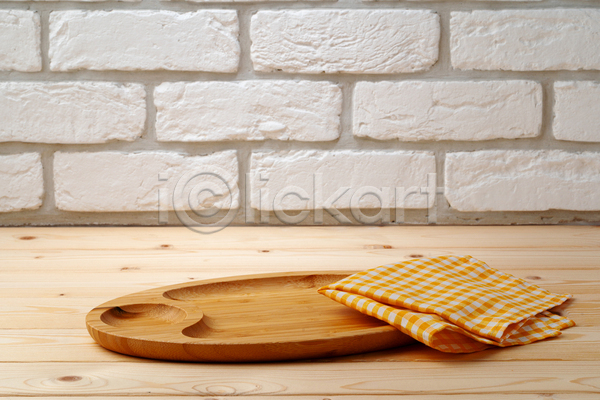 사람없음 JPG 포토 해외이미지 나무그릇 나무바닥 냅킨 목재 벽돌 식탁보 오브젝트 흰배경