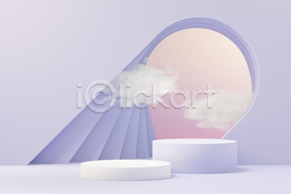 사람없음 3D JPG 포토 해외이미지 구름(자연) 단상 디자인 목업 무대 백그라운드 분홍색 연기 연보라색 오브젝트 장식 추상 컨셉 파스텔톤 포디움