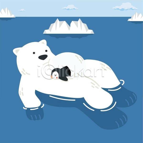 귀여움 사람없음 EPS 일러스트 해외이미지 곰캐릭터 만화 북극 북극곰 펭귄 펭귄캐릭터