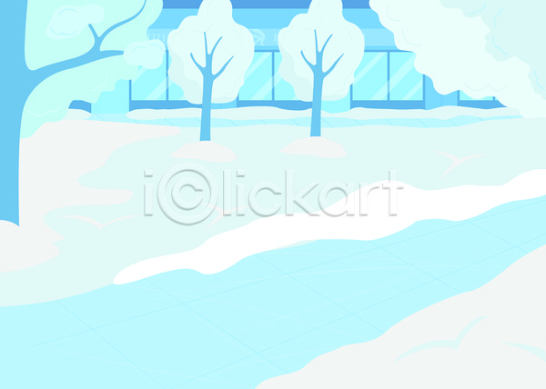 사람없음 JPG 포토 해외이미지 겨울 공원 나무 눈덮임 하늘색