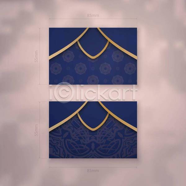 고급 사람없음 EPS 일러스트 해외이미지 금색 디자인 명함 목업 백그라운드 세트 카드(감사) 파란색 패턴