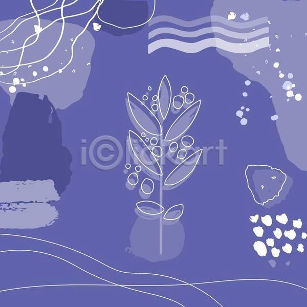 사람없음 EPS 일러스트 해외이미지 라인아트 보라색 선 여름(계절) 원형 잎 줄기 추상 포스터