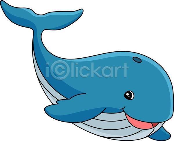 사람없음 EPS 일러스트 해외이미지 고래 웃음 파란색 한마리