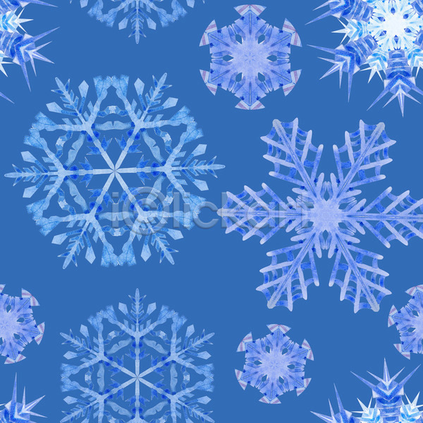 사람없음 JPG 일러스트 포토 해외이미지 겨울 눈송이 디자인 백그라운드 수채화(물감) 엘리먼트 추상 파란색 패턴
