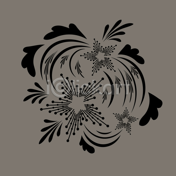 화려 사람없음 EPS JPG 일러스트 해외이미지 검은색 꽃 디자인 미술 민화 잎 회색