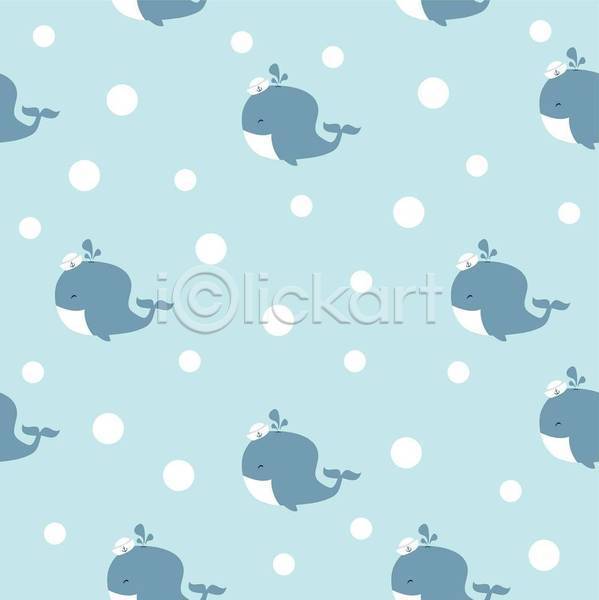 사람없음 EPS 일러스트 해외이미지 고래 디자인 모자(잡화) 물방울무늬 여러마리 패턴백그라운드 하늘색