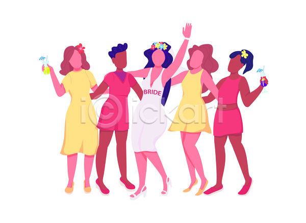 축하 성인 성인여자만 여러명 여자 JPG 포토 해외이미지 결혼 들기 분홍색 브라이덜샤워 손들기 신부(웨딩) 원피스 전신 칵테일 파티