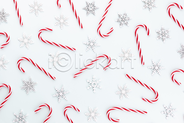사람없음 JPG 포토 해외이미지 눈꽃 눈꽃무늬 눈송이 실내 지팡이사탕 크리스마스 크리스마스배경 크리스마스용품 흰배경