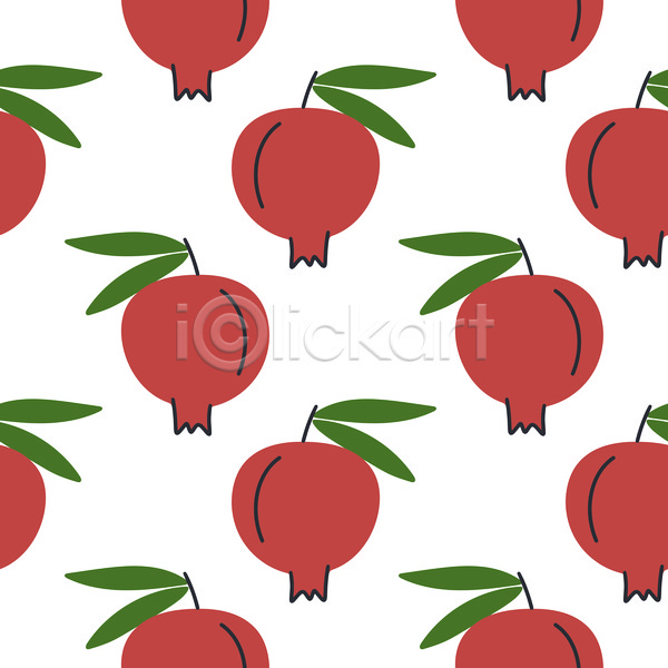 사람없음 JPG 일러스트 해외이미지 빨간색 석류 패턴 패턴백그라운드 흰색
