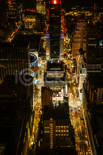 사람없음 JPG 포토 해외이미지 건물 고층빌딩 뉴욕 도로 도시 도시풍경 맨해튼 미국 야간 야경 야외 자동차