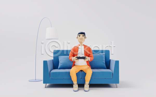 휴식 남자 성인 성인남자한명만 한명 3D JPG 포토 해외이미지 3D캐릭터 게임 게임기 게임콘트롤러 게임패드 들기 라이프스타일 스탠드 앉기 전신 조이스틱 캐릭터