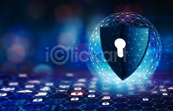 보호 사람없음 JPG 포토 해외이미지 개인정보 디지털 방패모양 백그라운드 보안 사이버 자물쇠 파란색 홀로그램