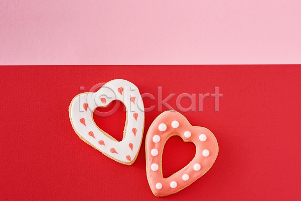 사랑 사람없음 JPG 포토 하이앵글 해외이미지 발렌타인데이 빨간색 카피스페이스 쿠키 프로스팅 하트