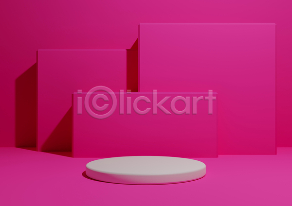 사람없음 3D JPG 일러스트 해외이미지 단상 사각형 심플 원형 진분홍색