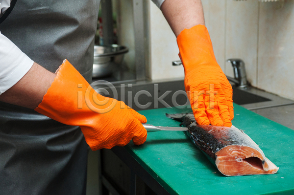 신선 준비 사람 사람없음 JPG 포토 해외이미지 연어 요리 요리사 접시 칼 칼날 해산물