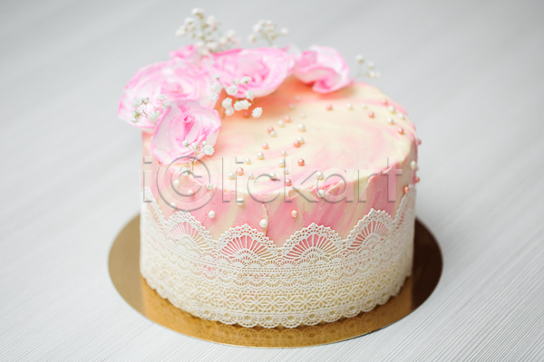 사람없음 JPG 포토 해외이미지 결혼 꽃 레이스(직물) 분홍색 스프링클 웨딩케이크 장식 케이크