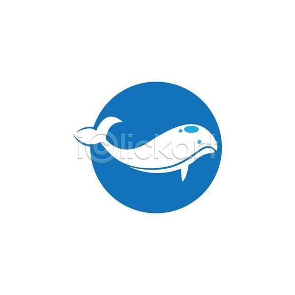 사람없음 EPS 일러스트 해외이미지 고래 심볼 원형 파란색 한마리