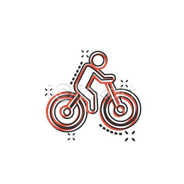 사람모양 사람없음 EPS 라인일러스트 일러스트 해외이미지 빨간색 사이클링 자전거