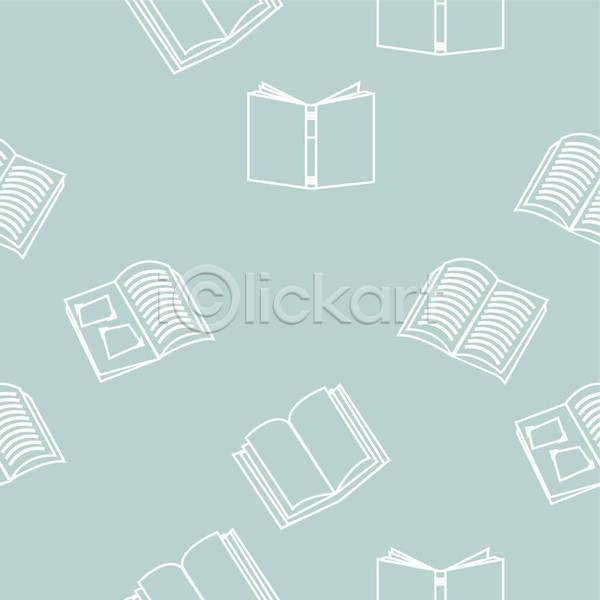 사람없음 EPS 일러스트 해외이미지 디자인 라인아트 책 패턴백그라운드 하늘색