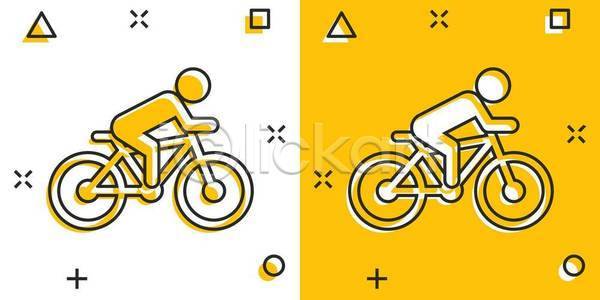 사람모양 사람없음 EPS 일러스트 해외이미지 노란색 사이클링 자전거