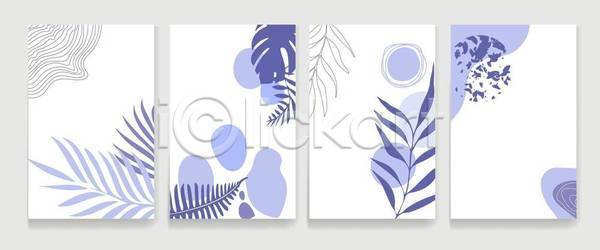 사람없음 EPS 일러스트 해외이미지 보라색 세트 여름(계절) 열대잎 원형 잎 추상 포스터