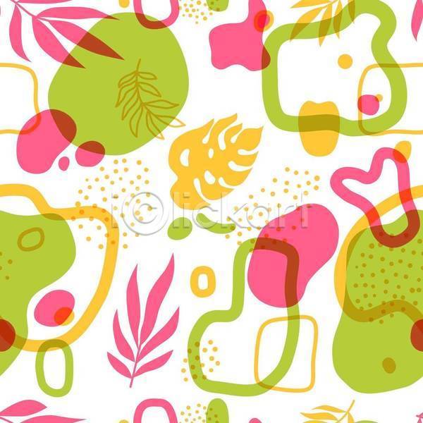 시원함 사람없음 EPS 일러스트 해외이미지 백그라운드 분홍색 여름(계절) 연두색 열대잎 점 추상 패턴 패턴백그라운드