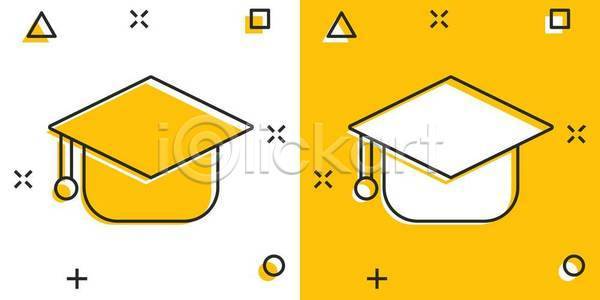 사람없음 EPS 일러스트 해외이미지 노란색 졸업 졸업생 학사모 해외일러스트 흰색