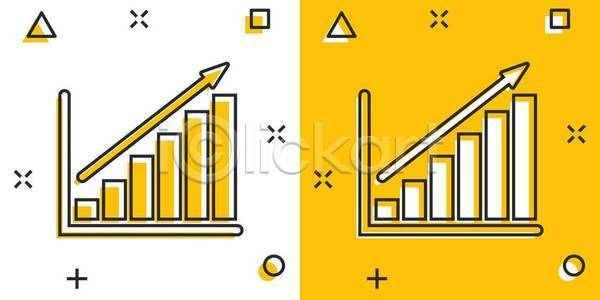 상승 사람없음 EPS 일러스트 해외이미지 그래프 노란색 해외일러스트 화살표 흰색