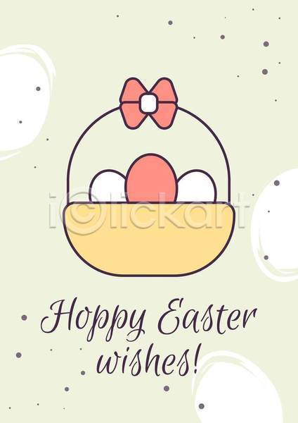 사람없음 EPS 일러스트 템플릿 해외이미지 계란 리본 바구니 부활절 부활절계란 연두색 카드(감사)