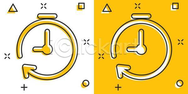 사람없음 EPS 일러스트 해외이미지 노란색 디자인 시간 시계 해외일러스트 화살표 흰색
