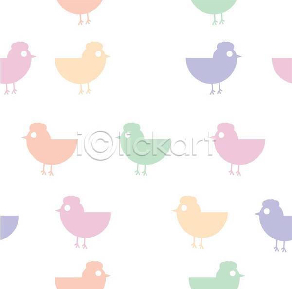 사람없음 EPS 일러스트 해외이미지 닭 디자인 여러마리 파스텔톤 패턴 패턴백그라운드