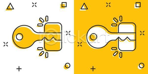사람없음 EPS 일러스트 해외이미지 노란색 사물함 열쇠 열쇠구멍 잠금 흰색