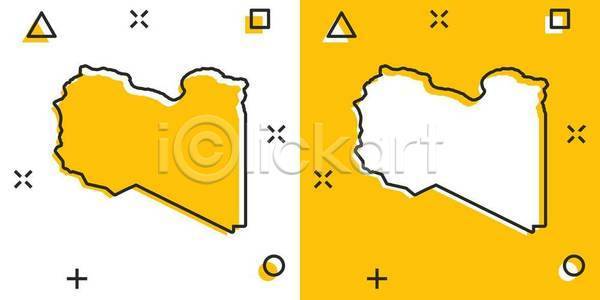 사람없음 EPS 일러스트 해외이미지 노란색 리비아 지도 흰색