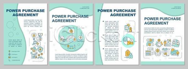 계약 사람없음 EPS 일러스트 해외이미지 구매 디자인 레이아웃 민트색 보고서 세트 손모양 전기에너지 제안서 팜플렛