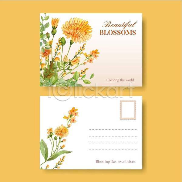 사람없음 EPS 일러스트 해외이미지 꽃 꽃봉오리 노란색 디자인 민들레 수채화(물감) 엽서 잎 카드(감사) 타이포그라피