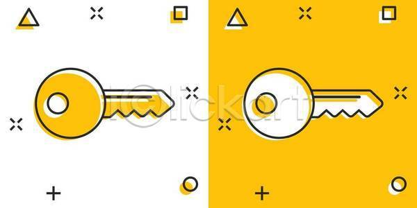사람없음 EPS 일러스트 해외이미지 노란색 열쇠 해외일러스트 흰색