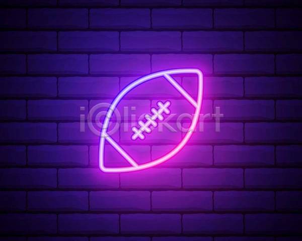 사람없음 EPS 아이콘 일러스트 해외이미지 네온 네온아트 럭비공 벽 보라색 빛