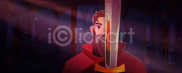 EPS 일러스트 해외이미지 게임 경비 공상 궁전 귀족 금속 기둥 내부 동화 만화 망토 무기 바위 반사 방 배너 병정 빛 빨간색 수염 수확 숫자 싸움 왕 왕국 왕자 의자 일러캐릭터 잡기 전사 중세 철강 칼 캐릭터 포스터 해외일러스트 홀 황금