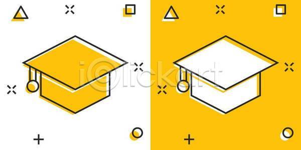 사람없음 EPS 일러스트 해외이미지 노란색 졸업 졸업생 학사모 해외일러스트 흰색