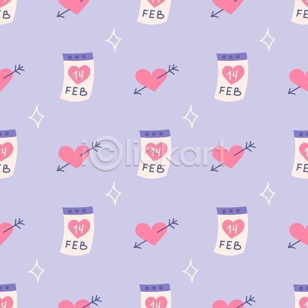 사람없음 EPS 일러스트 해외이미지 달력 발렌타인데이 백그라운드 보라색 패턴 하트 화살