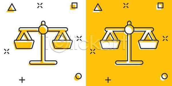 법 사람없음 EPS 일러스트 해외이미지 공정 균형 노란색 양팔저울 평형 해외일러스트 흰색