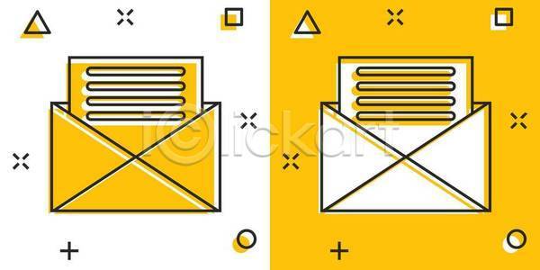 사람없음 EPS 일러스트 해외이미지 노란색 편지 편지봉투 해외일러스트 흰색