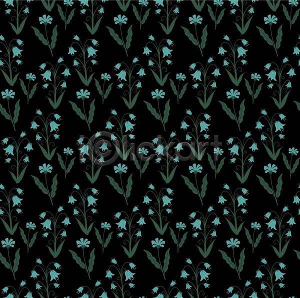 사람없음 EPS 일러스트 해외이미지 검은색 꽃 백그라운드 보테니컬아트 잎 청록색 패턴