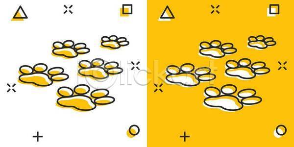 사람없음 EPS 일러스트 해외이미지 개발자국 노란색 동물 발자국 야생동물 해외일러스트 흰색