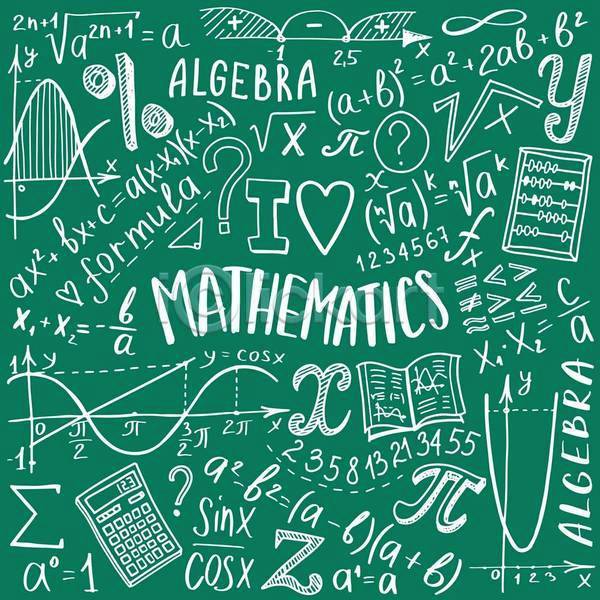 사람없음 EPS 라인일러스트 일러스트 해외이미지 계산기 그래프 낙서 수학 수학공식 수학기호 초록색 파이(수학기호) 패턴